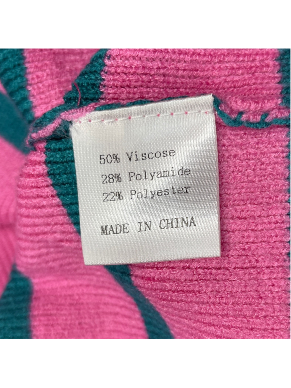 Merokeety Crop Top Pink Teal Striped Long Sleeve Large - Picture 5 of 5